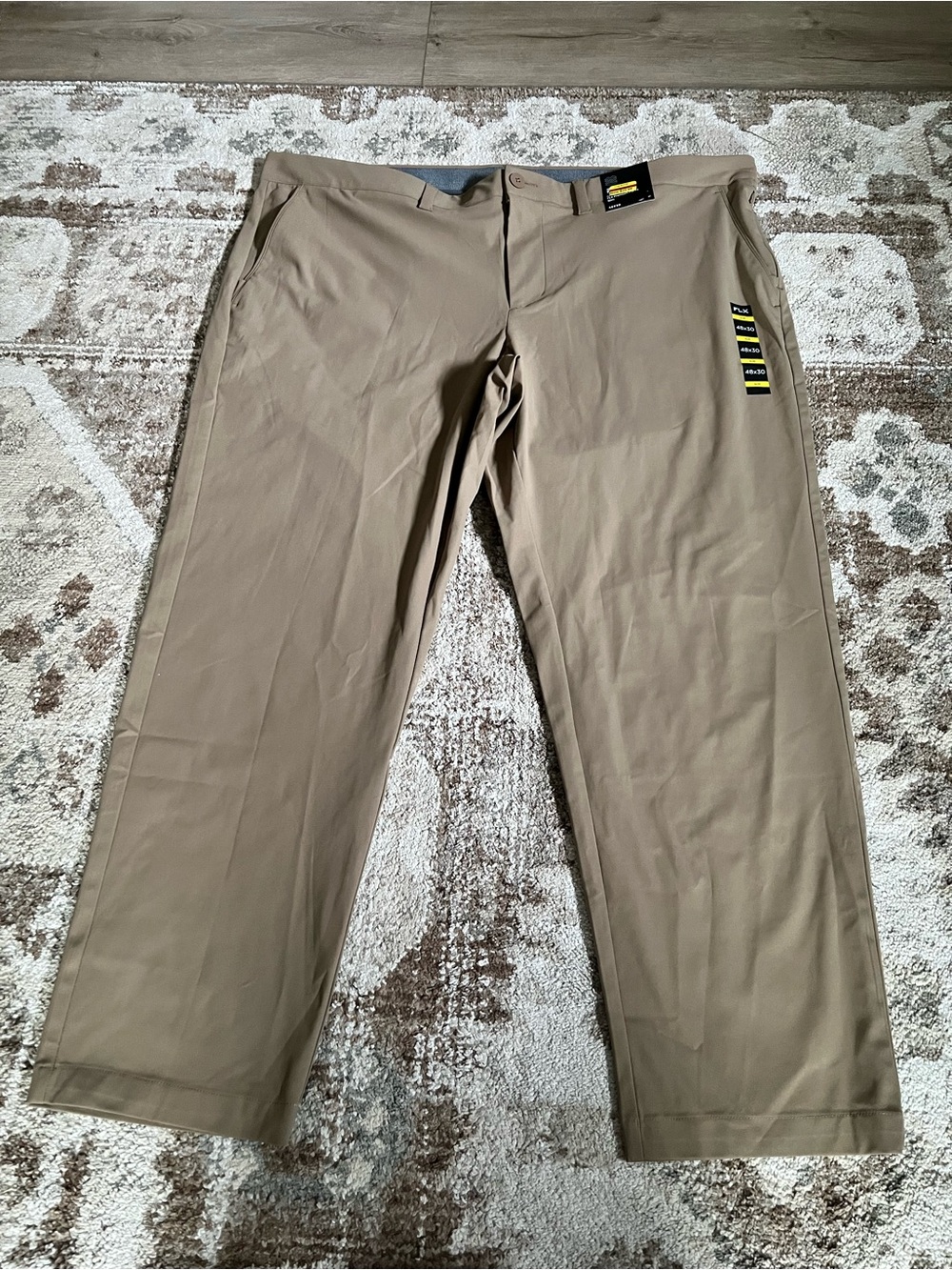 Men's FLX Khaki Chinos Flat Front Slim Pants 48x30